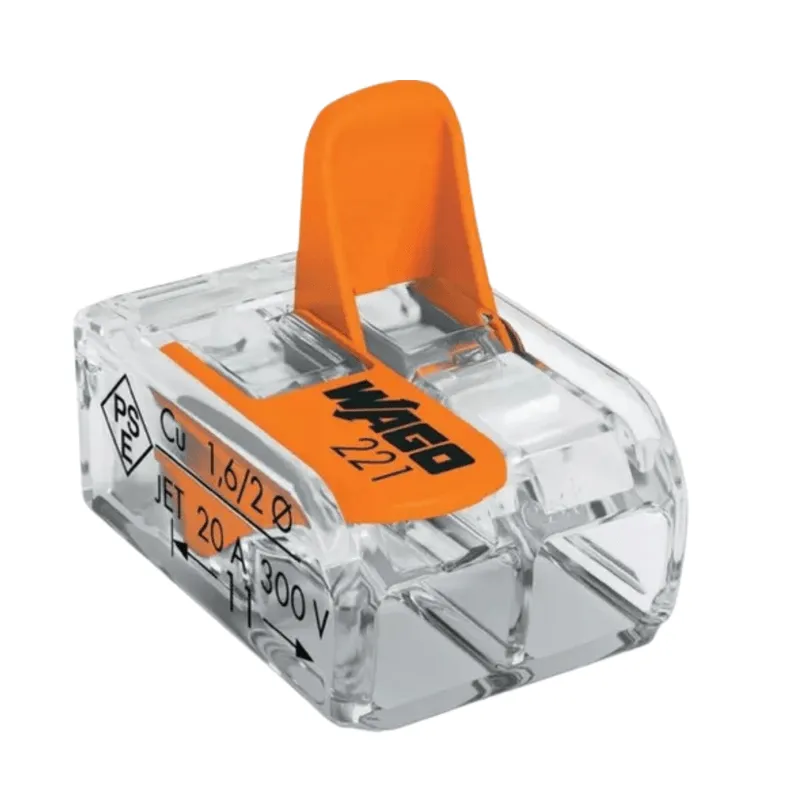 Conector De Emenda 2 Pólos Transparente Para Cabos 0,08 A 4,0Mm Flexível Ou Rígido Wago